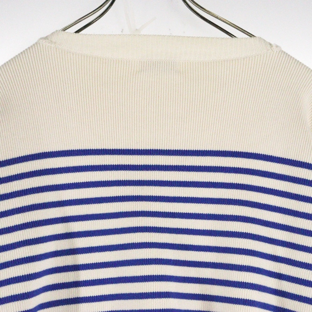 CELINE(セリーヌ) 22SS Boxy Mariniere Sweater in Striped Cotton ボクシーマルニエール クロップド クルーネックニット長袖セーター レディース アイボリー/ブルー 2A80L384N