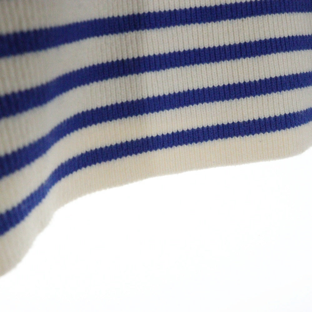 CELINE(セリーヌ) 22SS Boxy Mariniere Sweater in Striped Cotton ボクシーマルニエール クロップド クルーネックニット長袖セーター レディース アイボリー/ブルー 2A80L384N