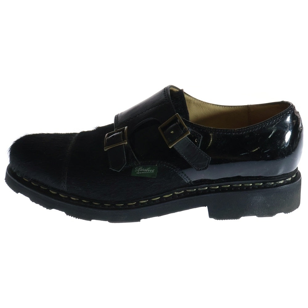 PARABOOT(パラブーツ) × BEAMS BOY ビームスボーイ ハラコ モンクストラップ レザー ドレスシューズ ブラック 106013
