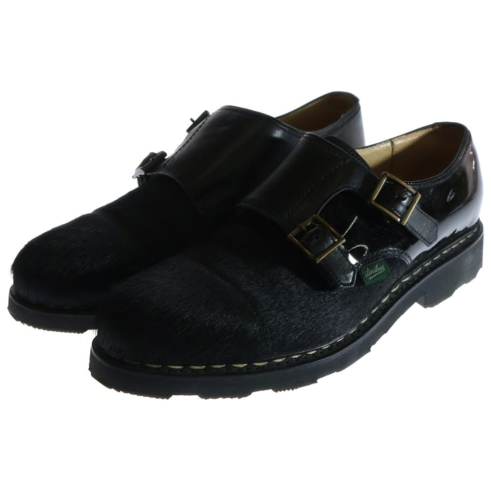 PARABOOT(パラブーツ) × BEAMS BOY ビームスボーイ ハラコ モンクストラップ レザー ドレスシューズ ブラック 106013