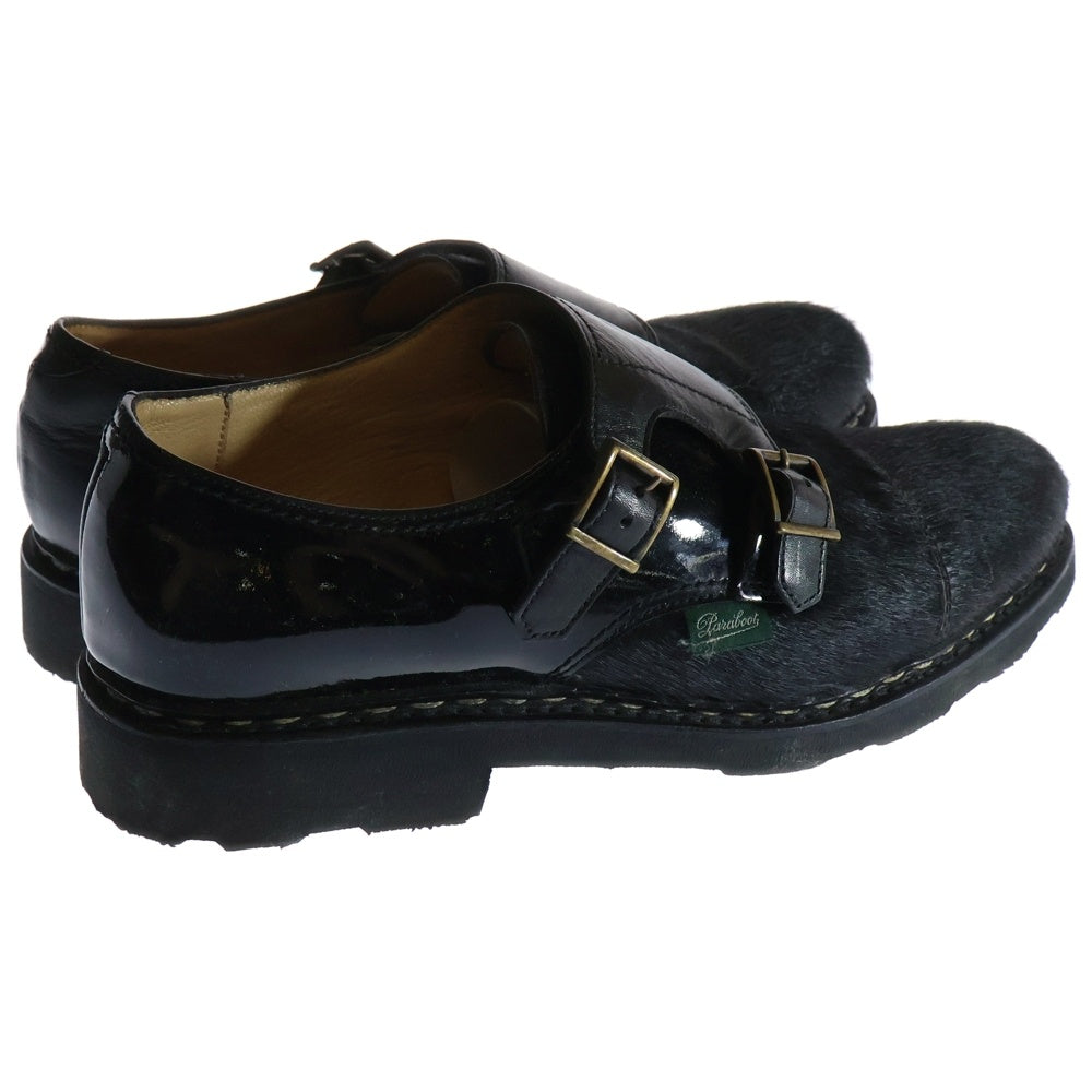 PARABOOT(パラブーツ) × BEAMS BOY ビームスボーイ ハラコ モンクストラップ レザー ドレスシューズ ブラック 106013