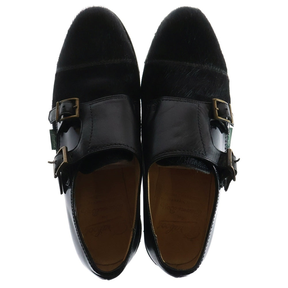 PARABOOT(パラブーツ) × BEAMS BOY ビームスボーイ ハラコ モンクストラップ レザー ドレスシューズ ブラック 106013