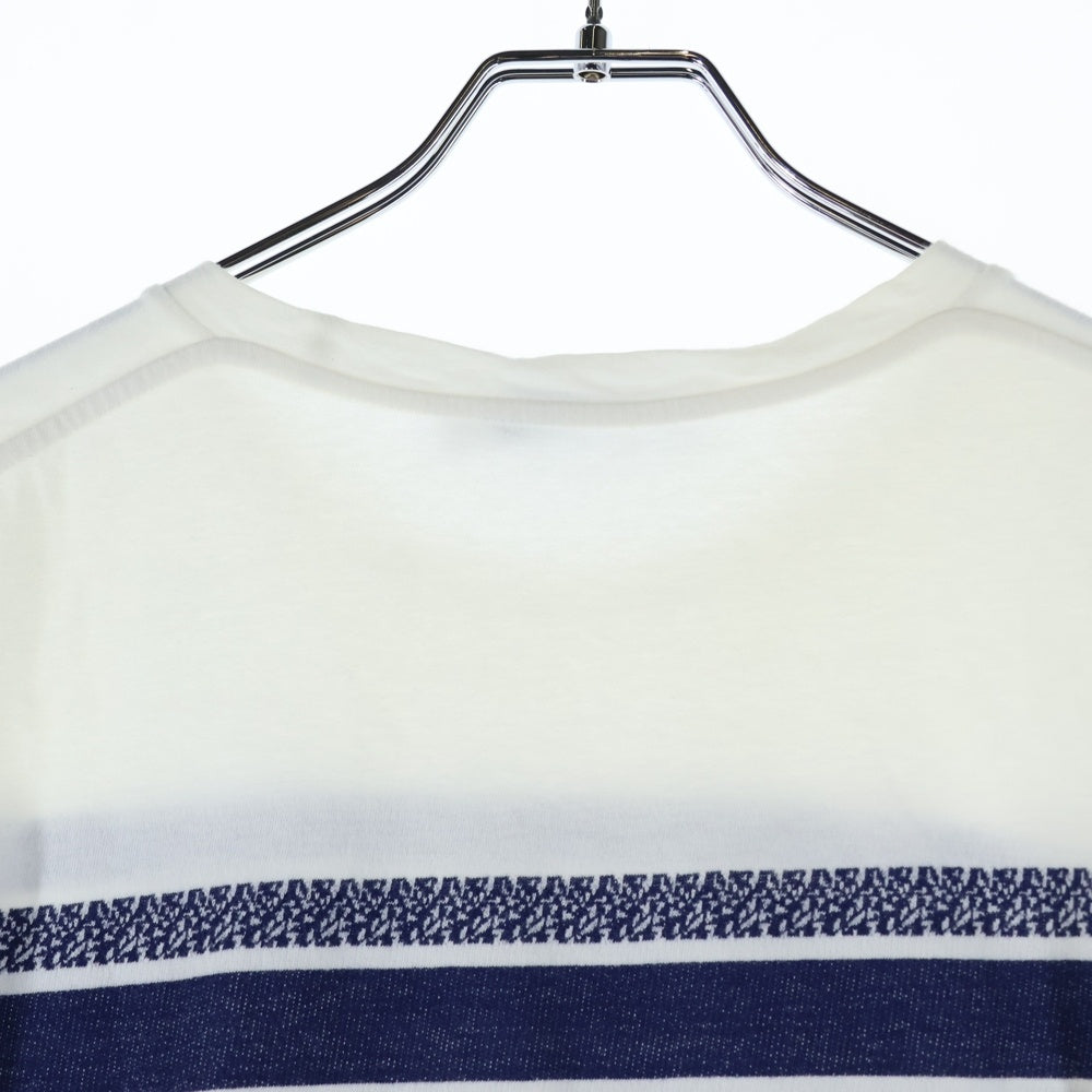 Christian Dior(クリスチャンディオール) シグネイチャーロゴ コットン クルーネック 半袖 Tシャツ カットソー レディース ホワイト/ネイビー 143T04A4043