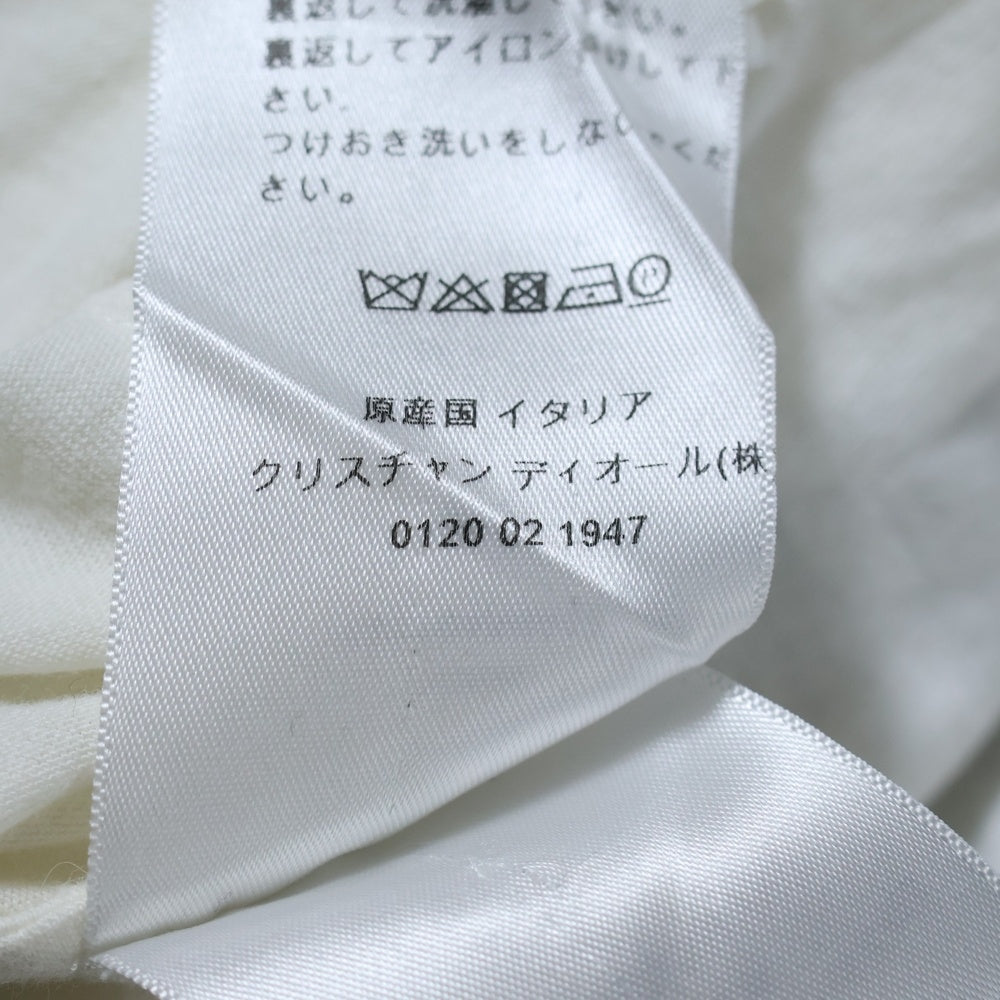 Christian Dior(クリスチャンディオール) シグネイチャーロゴ コットン クルーネック 半袖 Tシャツ カットソー レディース ホワイト/ネイビー 143T04A4043