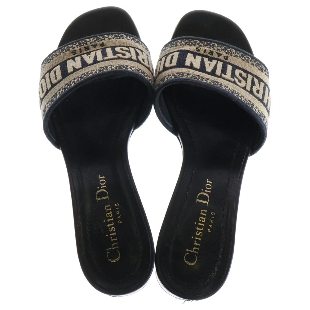 Christian Dior(クリスチャンディオール) Dway エンブロイダリー ロゴ ミュール ヒールスライド サンダル レディース ブラック MT 0522