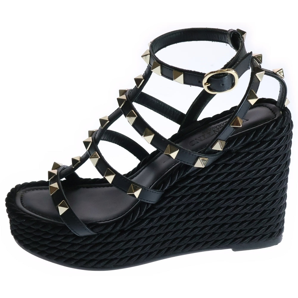 valentino garavan(ヴァレンティノガラヴァーニ) ロックスタッズ ウェッジ 厚底サンダル レディース ブラック