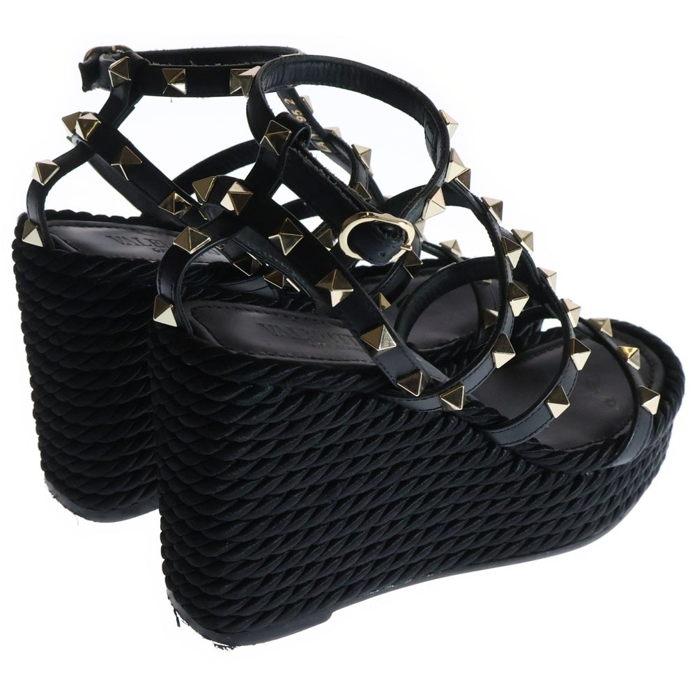 valentino garavan(ヴァレンティノガラヴァーニ) ロックスタッズ ウェッジ 厚底サンダル レディース ブラック