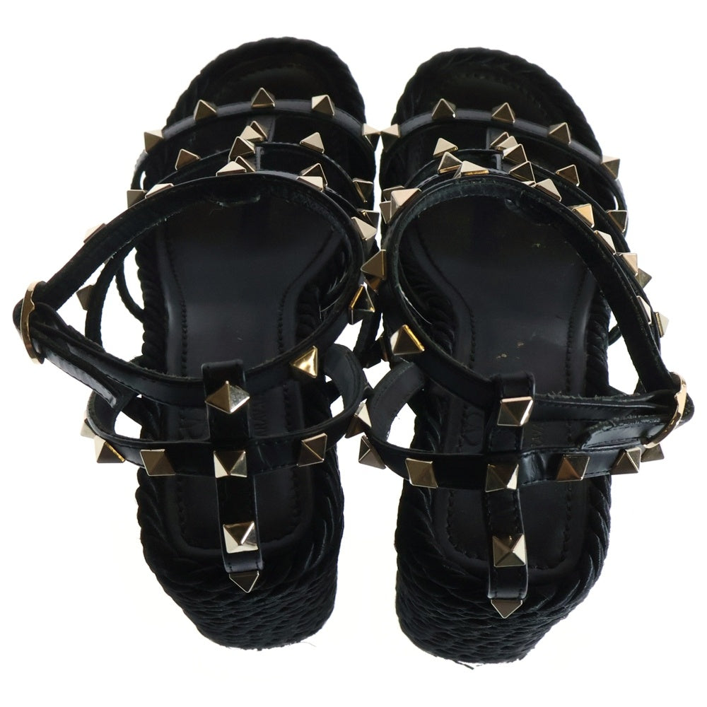 valentino garavan(ヴァレンティノガラヴァーニ) ロックスタッズ ウェッジ 厚底サンダル レディース ブラック