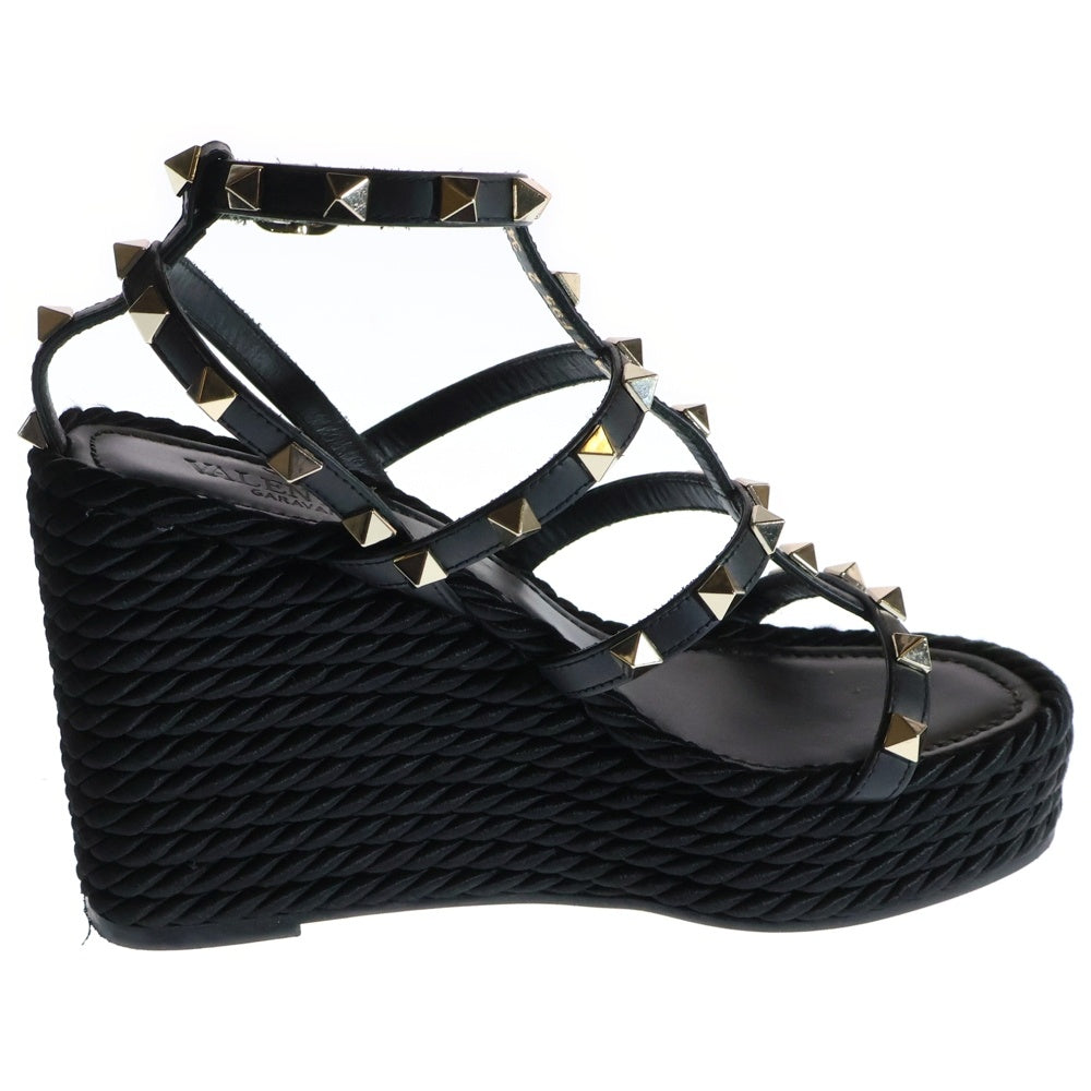 valentino garavan(ヴァレンティノガラヴァーニ) ロックスタッズ ウェッジ 厚底サンダル レディース ブラック