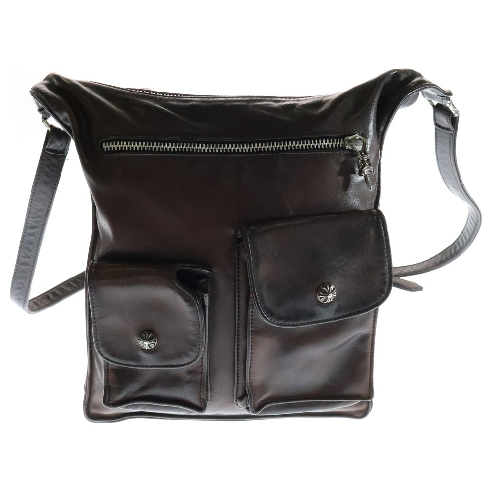 CHROME HEARTS(クロムハーツ) F-SLINGER Fスリンガー フラップクロスボールボタン レザーショルダーバッグ ブラウン