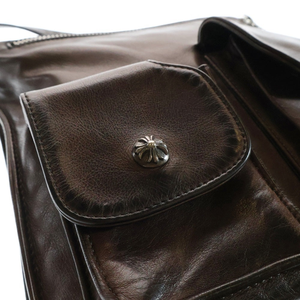 CHROME HEARTS(クロムハーツ) F-SLINGER Fスリンガー フラップクロスボールボタン レザーショルダーバッグ ブラウン
