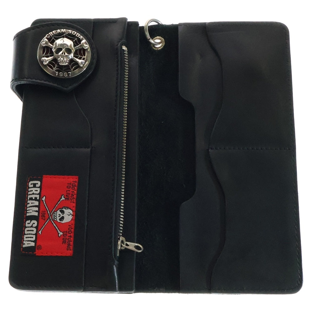 CREAM SODA(クリームソーダ) LONG WALLET スカルコンチョ レザー トラッカーウォレット 長財布 ブラック