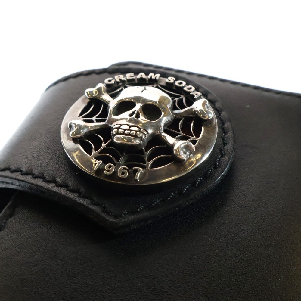 CREAM SODA(クリームソーダ) LONG WALLET スカルコンチョ レザー トラッカーウォレット 長財布 ブラック