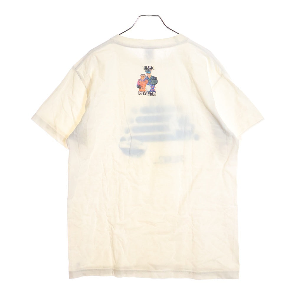 NO BRAND(ノーブランド) RAWLIFE 両面プリント 半袖Tシャツ ホワイト/ブルー