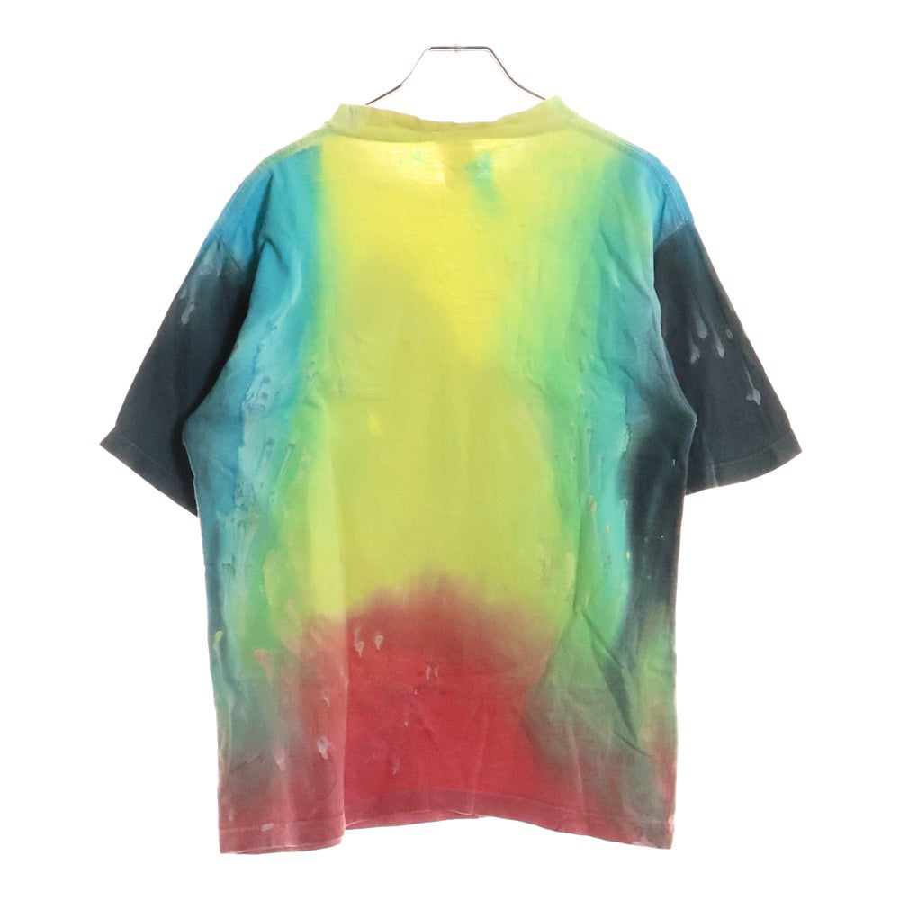 NO BRAND(ノーブランド) GODZILLA 染め加工 フロントプリント 半袖Tシャツ マルチカラー