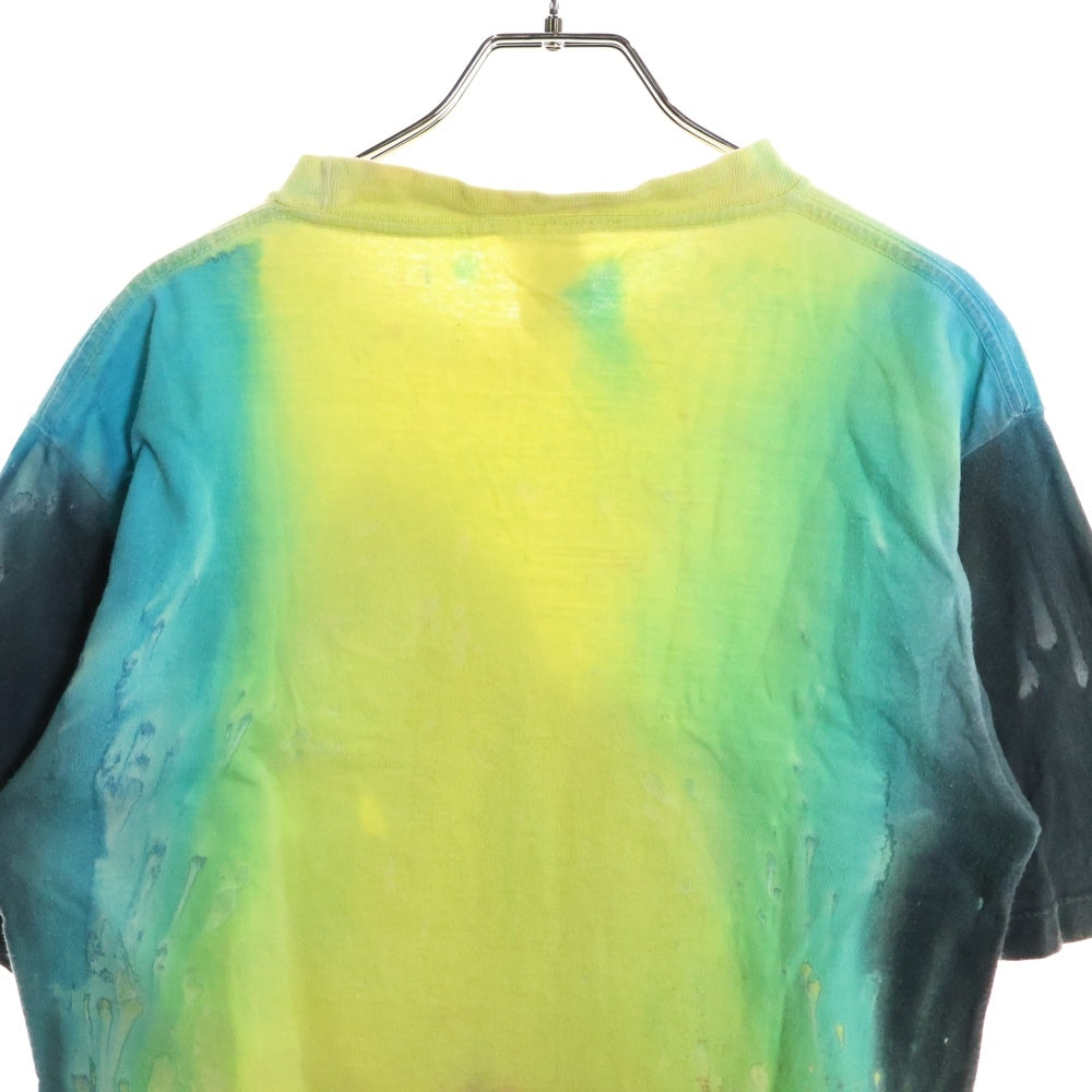 NO BRAND(ノーブランド) GODZILLA 染め加工 フロントプリント 半袖Tシャツ マルチカラー