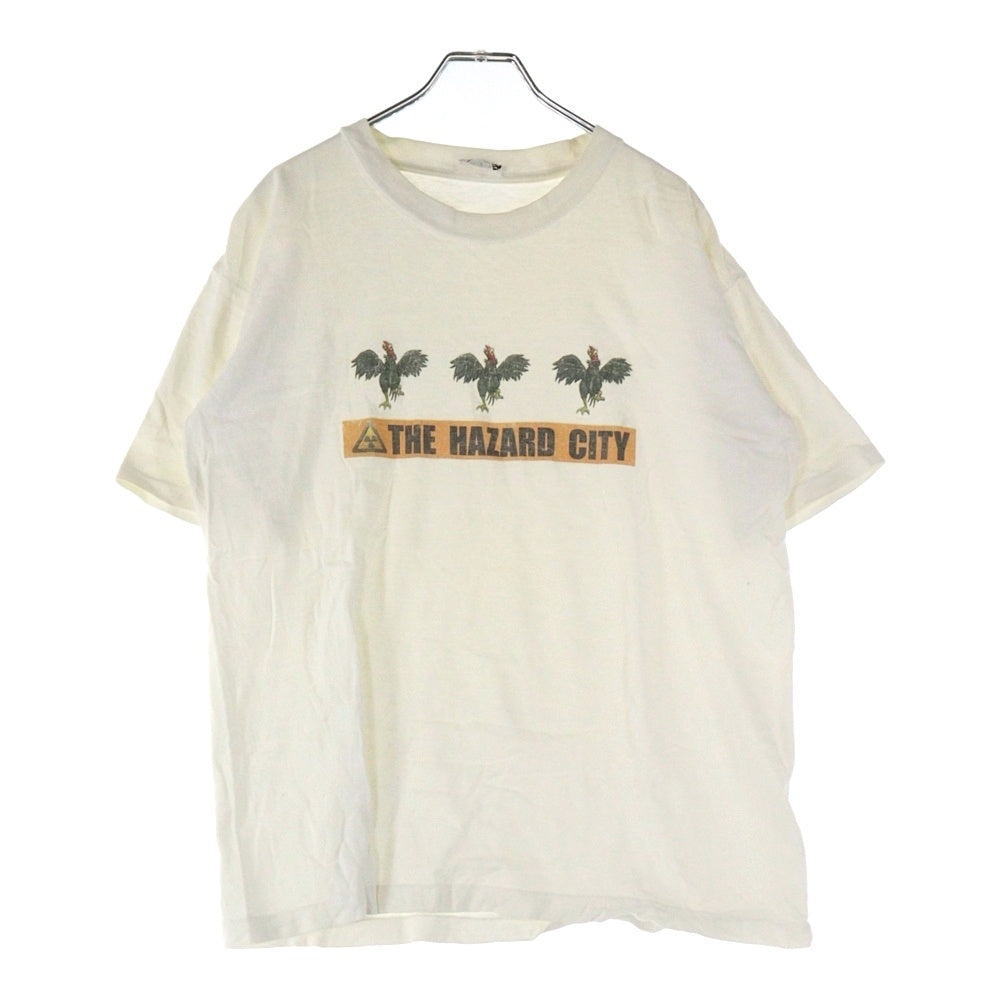 NO BRAND(ノーブランド) 漂流街 THE HAZARD CITY フロントプリント 半袖Tシャツ ホワイト