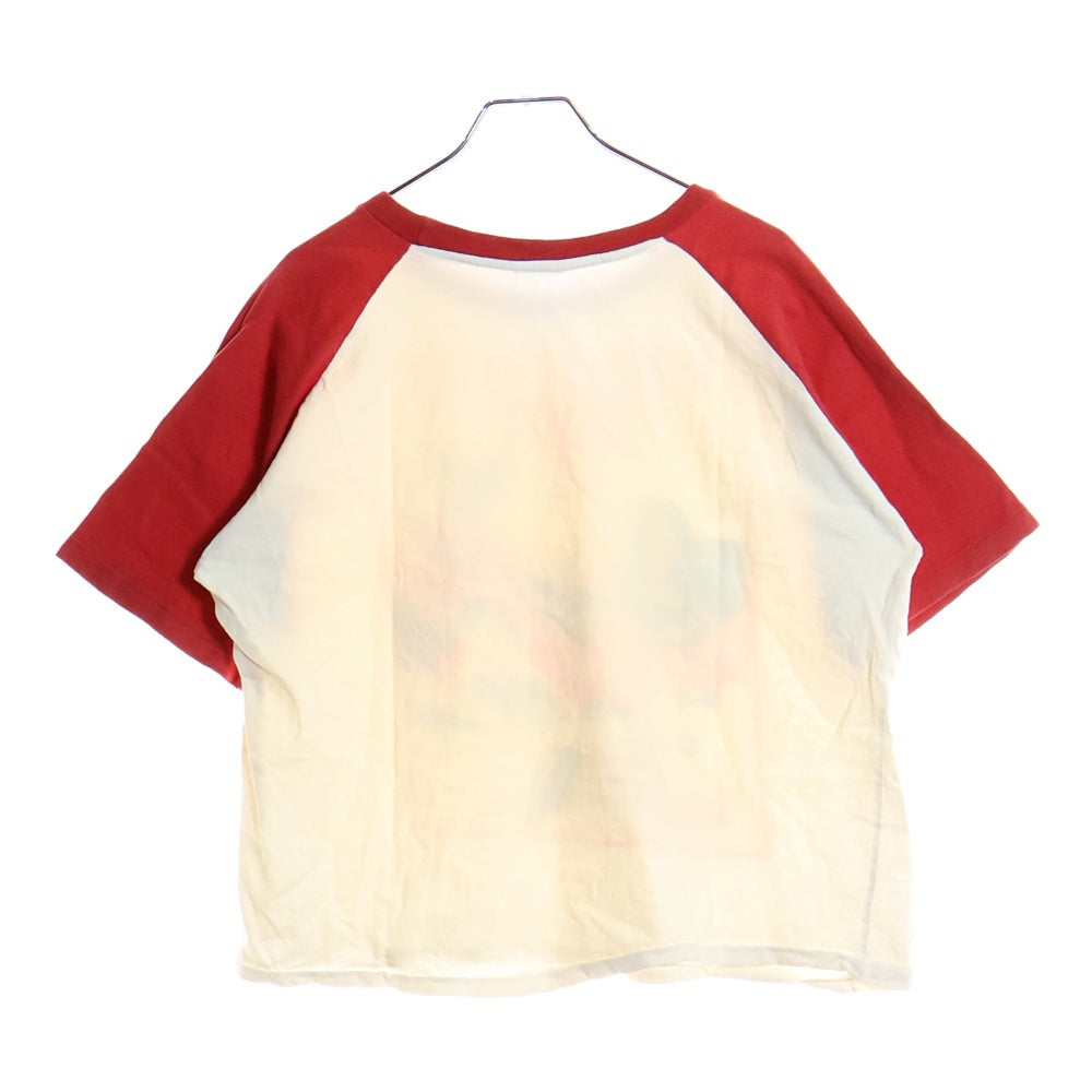 NO BRAND(ノーブランド) DEATH RACE 2000 ラグラン プリント 半袖Tシャツ レッド/ホワイト