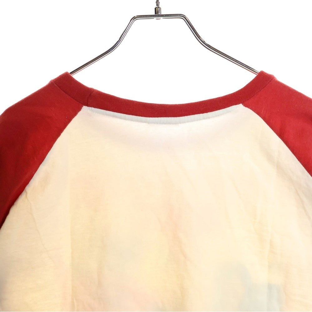 NO BRAND(ノーブランド) DEATH RACE 2000 ラグラン プリント 半袖Tシャツ レッド/ホワイト