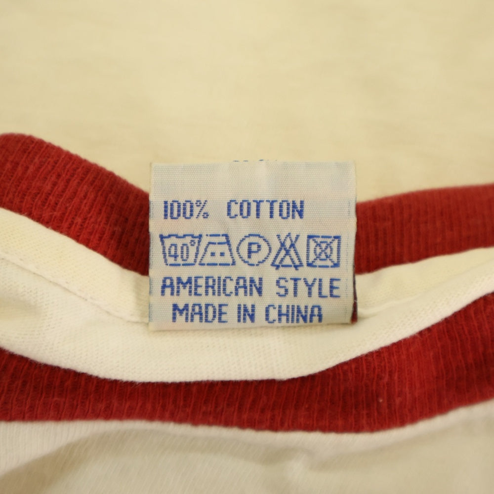 NO BRAND(ノーブランド) DEATH RACE 2000 ラグラン プリント 半袖Tシャツ レッド/ホワイト