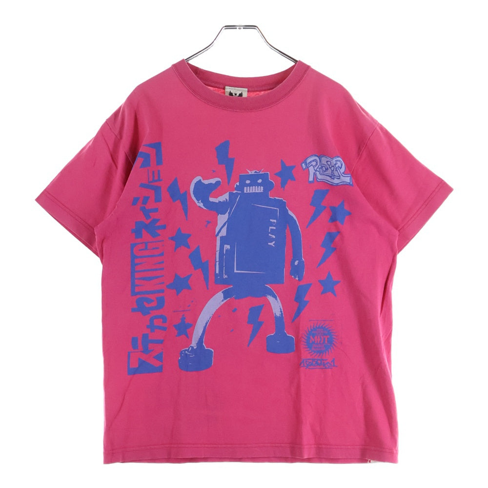 NO BRAND(ノーブランド) ステカセキング キャラクタープリント 半袖Tシャツ ピンク