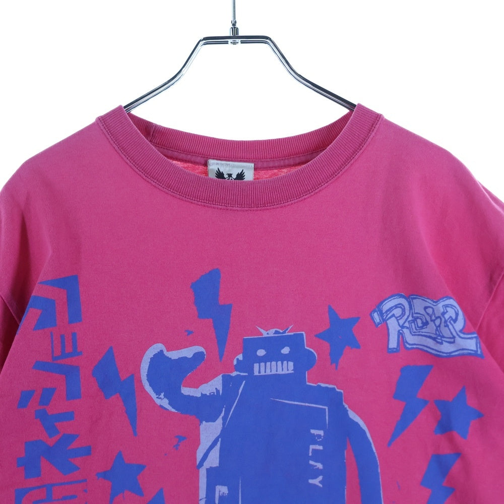 NO BRAND(ノーブランド) ステカセキング キャラクタープリント 半袖Tシャツ ピンク