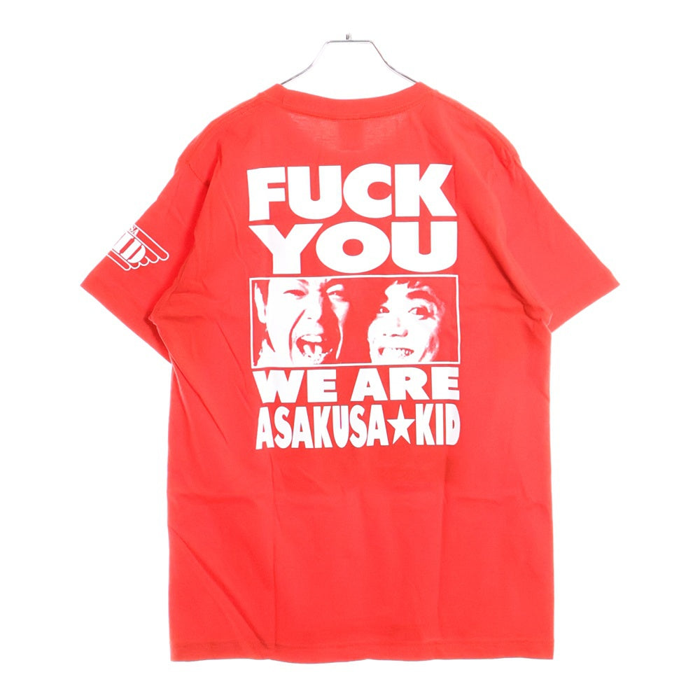 NO BRAND(ノーブランド) 浅草キッド 両面プリント 半袖Tシャツ レッド