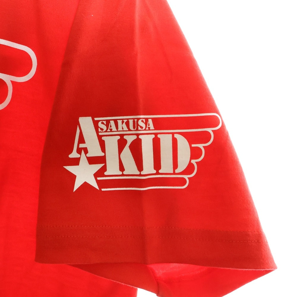 NO BRAND(ノーブランド) 浅草キッド 両面プリント 半袖Tシャツ レッド