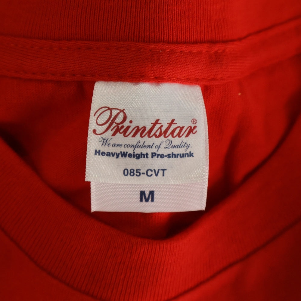 NO BRAND(ノーブランド) 浅草キッド 両面プリント 半袖Tシャツ レッド