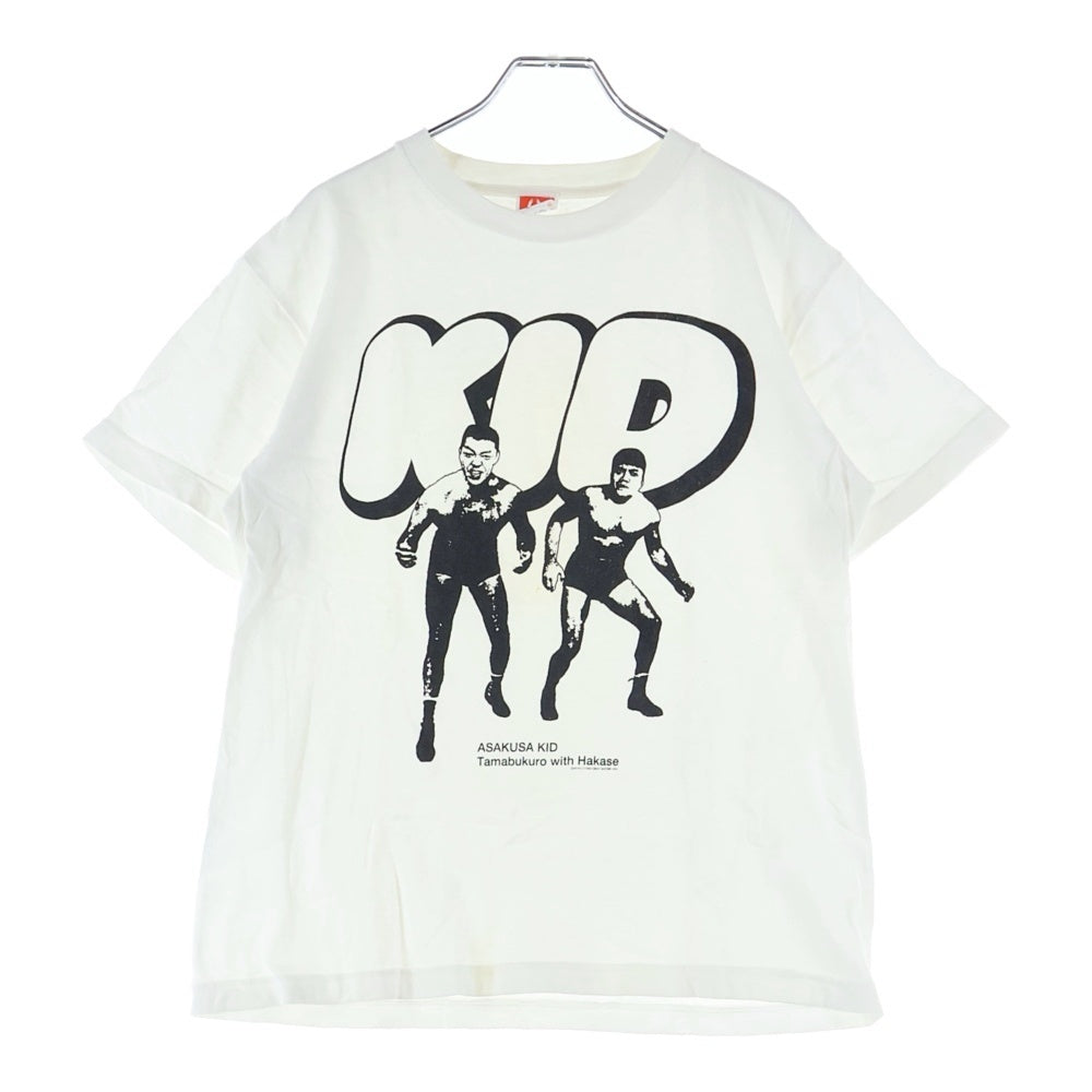 NO BRAND(ノーブランド) 日本製 浅草キッド Tamabukuro with Hakase フロントプリント 半袖Tシャツ ホワイト