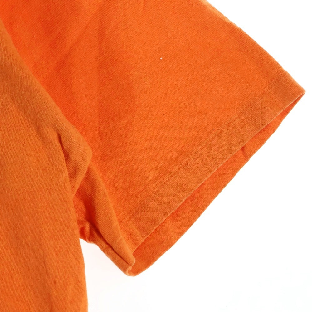 NO BRAND(ノーブランド) 鬼畜大宴会 USA製 裾シングル 半袖Tシャツ オレンジ