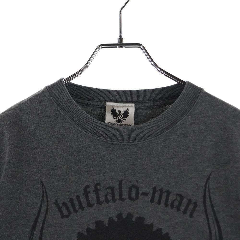 NO BRAND(ノーブランド) buffalo-man ヘッドプリント 半袖Tシャツ グレー
