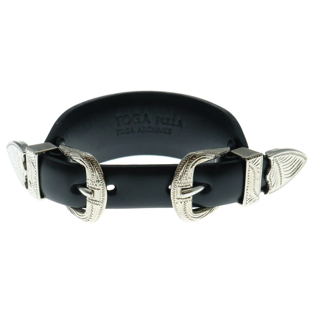 TOGA PULLA(トーガ プルラ) TP21‐AK527 DOUBLE BUCKLE BANGLE ダブル バックル バングル ブレスレット シルバー/ブラック