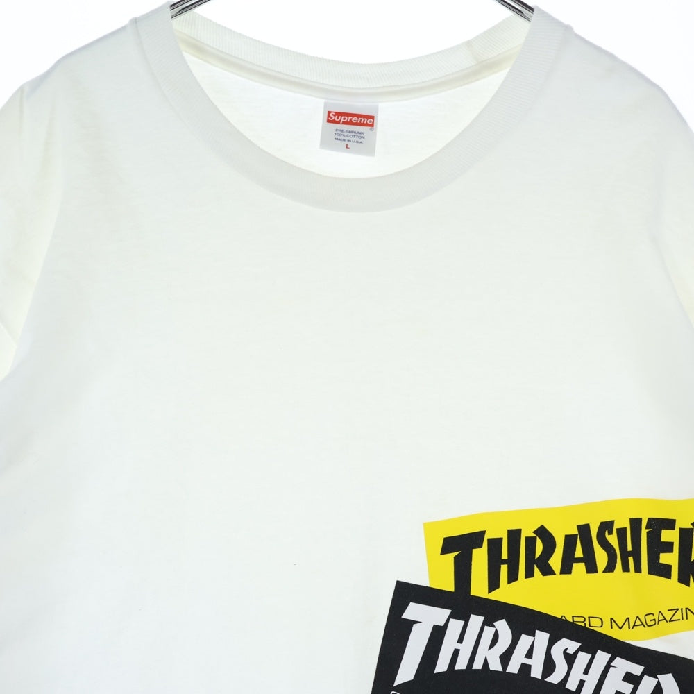 SUPREME(シュプリーム) 21AW ×Thrasher Multi Logo L/S Tee スラッシャー マルチロゴプリント 長袖Tシャツ カットソー ホワイト