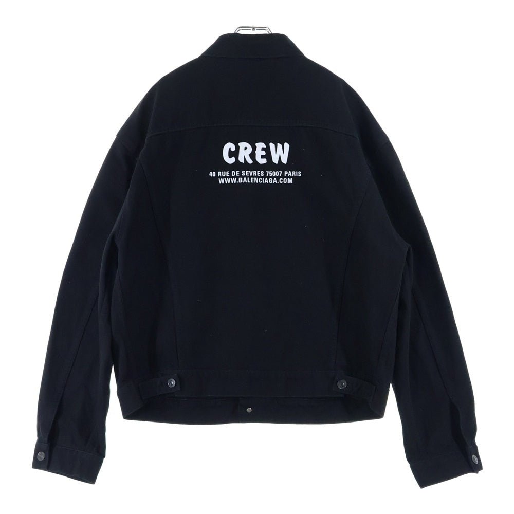 BALENCIAGA(バレンシアガ) 19AW CREW DENIM JACKET クルー ロゴプリント デニムジャケット ブラック 628701