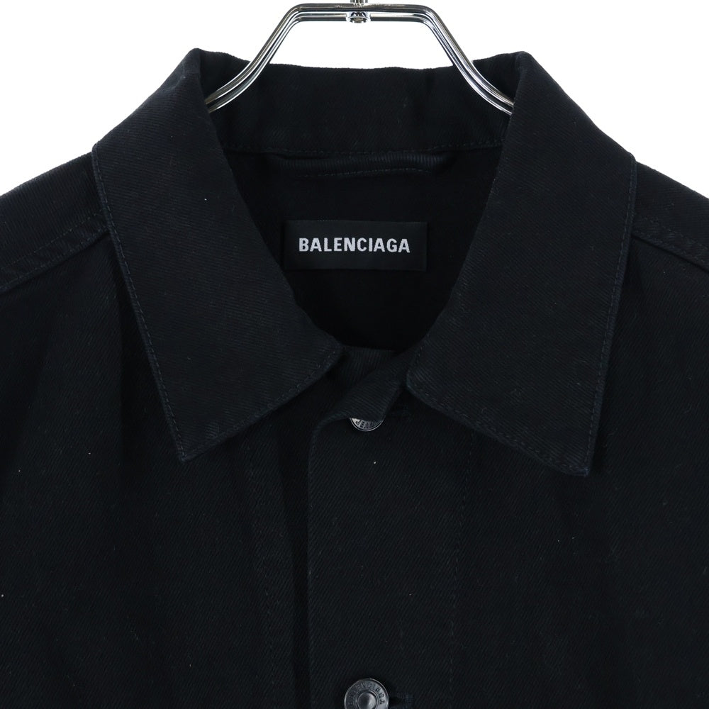 BALENCIAGA(バレンシアガ) 19AW CREW DENIM JACKET クルー ロゴプリント デニムジャケット ブラック 628701