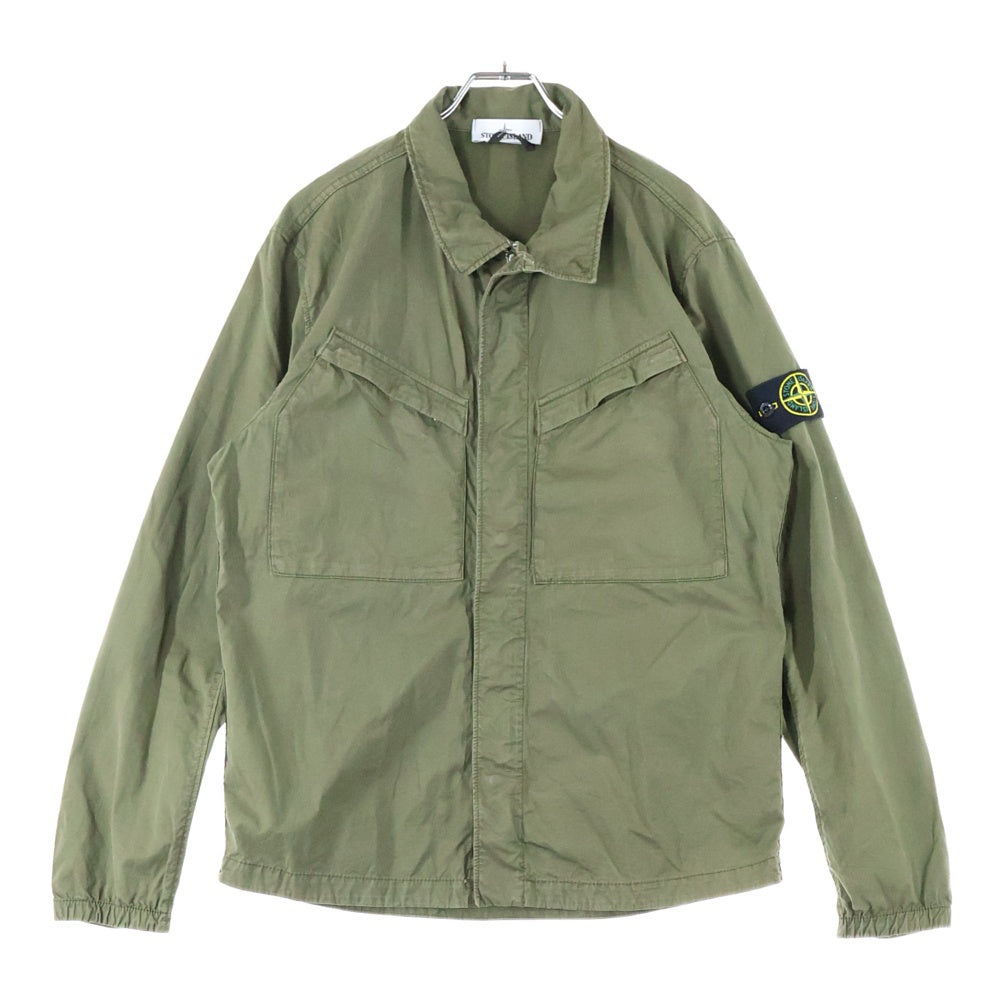 STONE ISLAND(ストーンアイランド) 21SS TWILL COTTON OVERSHIT ツイルコットン ロゴワッペン オーバーシャツ カーキ 741510119