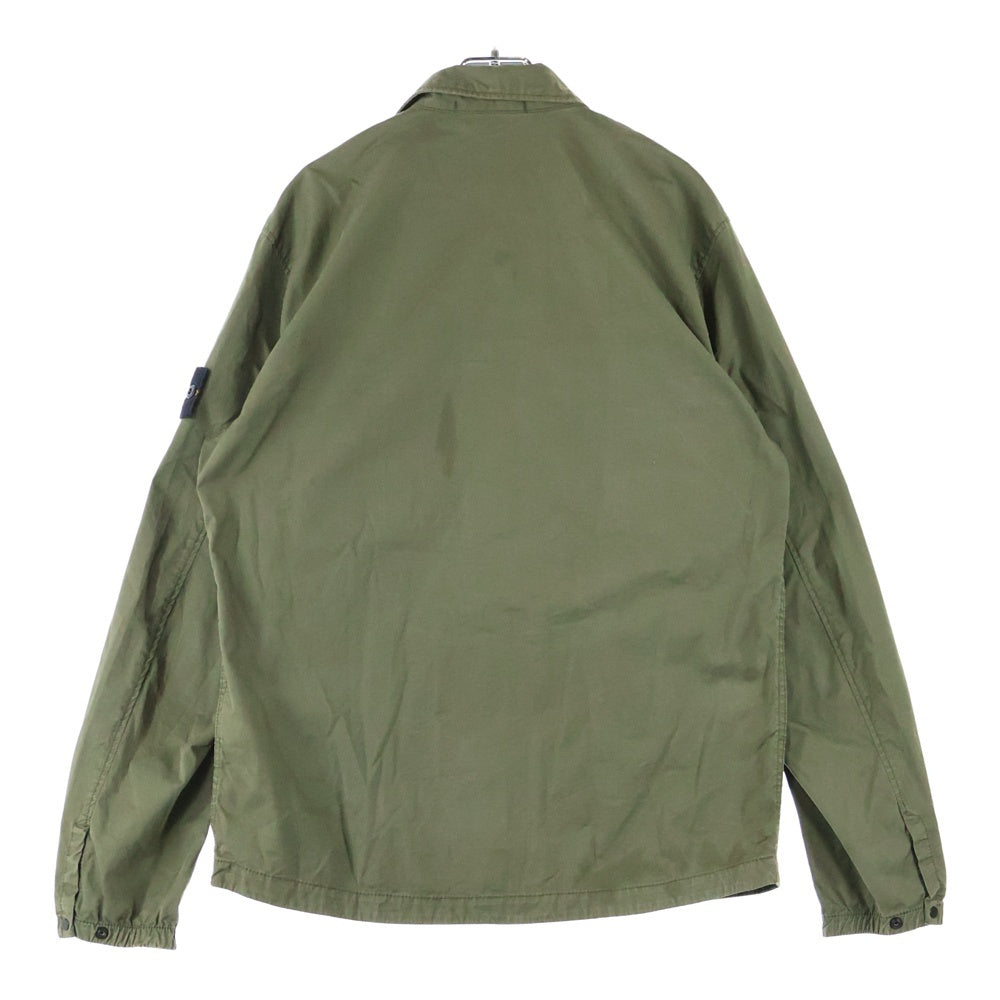 STONE ISLAND(ストーンアイランド) 21SS TWILL COTTON OVERSHIT ツイルコットン ロゴワッペン オーバーシャツ カーキ 741510119