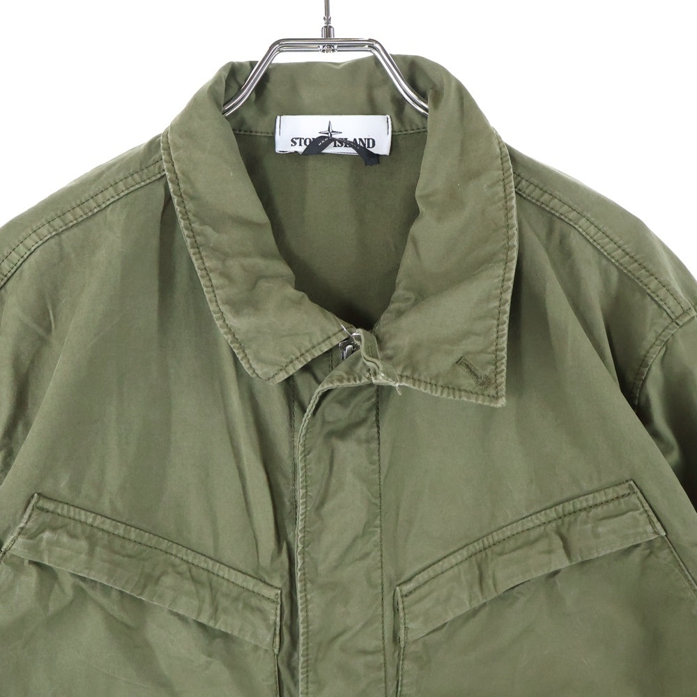 STONE ISLAND(ストーンアイランド) 21SS TWILL COTTON OVERSHIT ツイルコットン ロゴワッペン オーバーシャツ カーキ 741510119