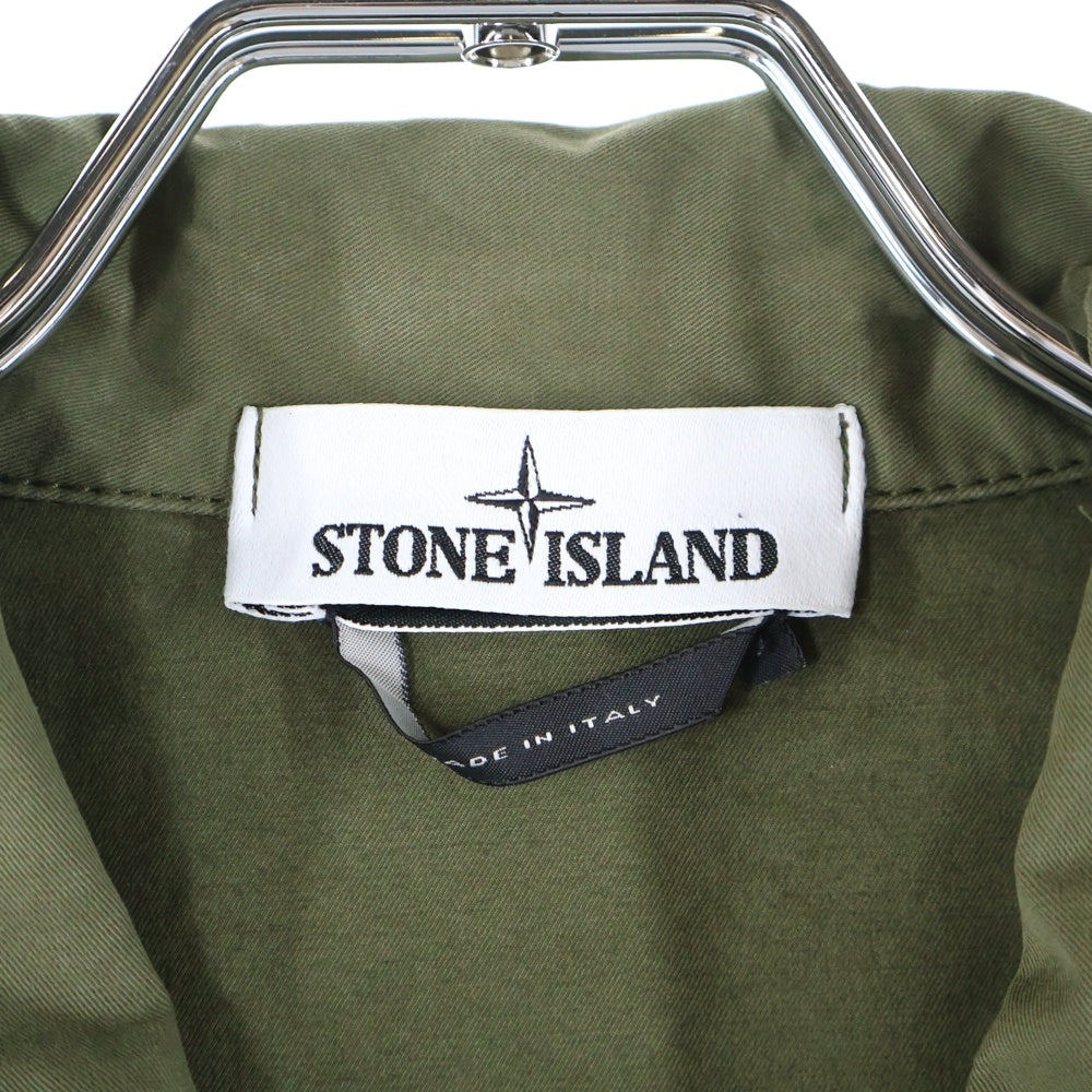 STONE ISLAND(ストーンアイランド) 21SS TWILL COTTON OVERSHIT ツイルコットン ロゴワッペン オーバーシャツ カーキ 741510119