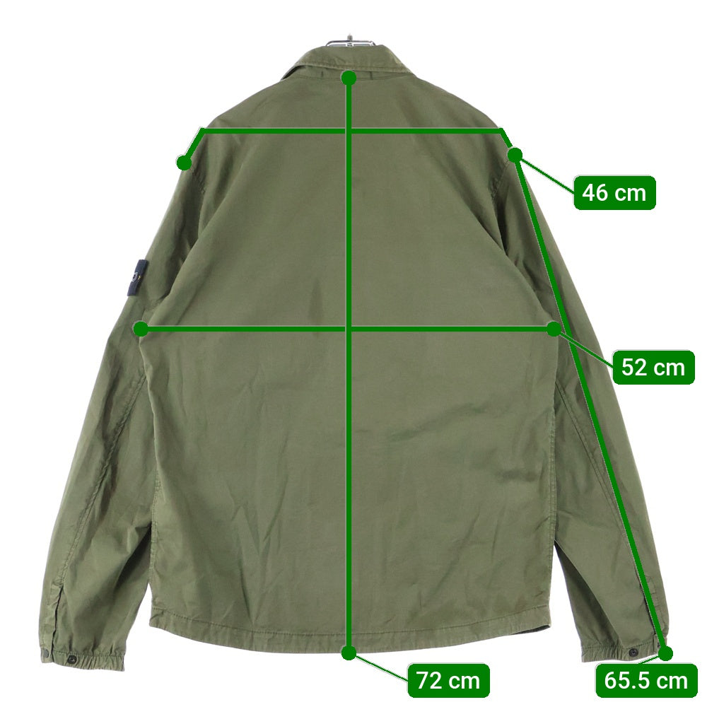 STONE ISLAND(ストーンアイランド) 21SS TWILL COTTON OVERSHIT ツイルコットン ロゴワッペン オーバーシャツ カーキ 741510119