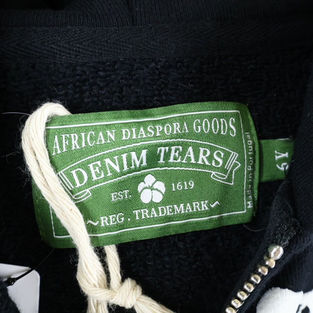 DENIM TEARS(デニムティアーズ) 25SS KIDS WREATH ZIP HOODIE キッズ リース ジップアップ スウェット パーカー ブラック SS25KID580