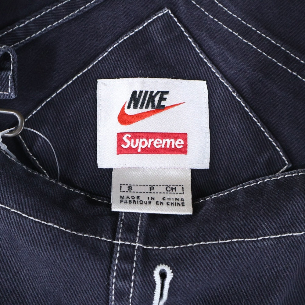 NIKE(ナイキ) 18AW ×SUPREME Cotton Twill Overalls シュプリーム コットンツイル ロゴエンブロイダリー オーバーオール ブラック AR5575-010