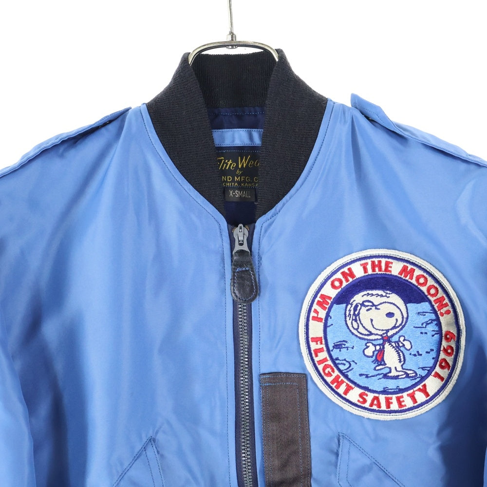 Buzz Rickson's(バズリクソンズ) ×SNOOPY スヌーピー アストロノート マルチパッチワーク ジップアップ フライトジャケット MA1 レディース ブルー BR14132