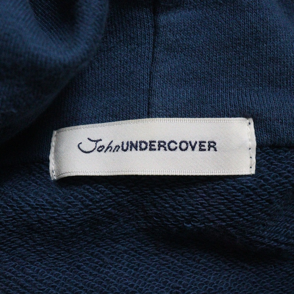 John UNDERCOVER(ジョン アンダーカバー) モヘア混ニット切替 変形デザイン ジップアップパーカー ブルー JUL4806