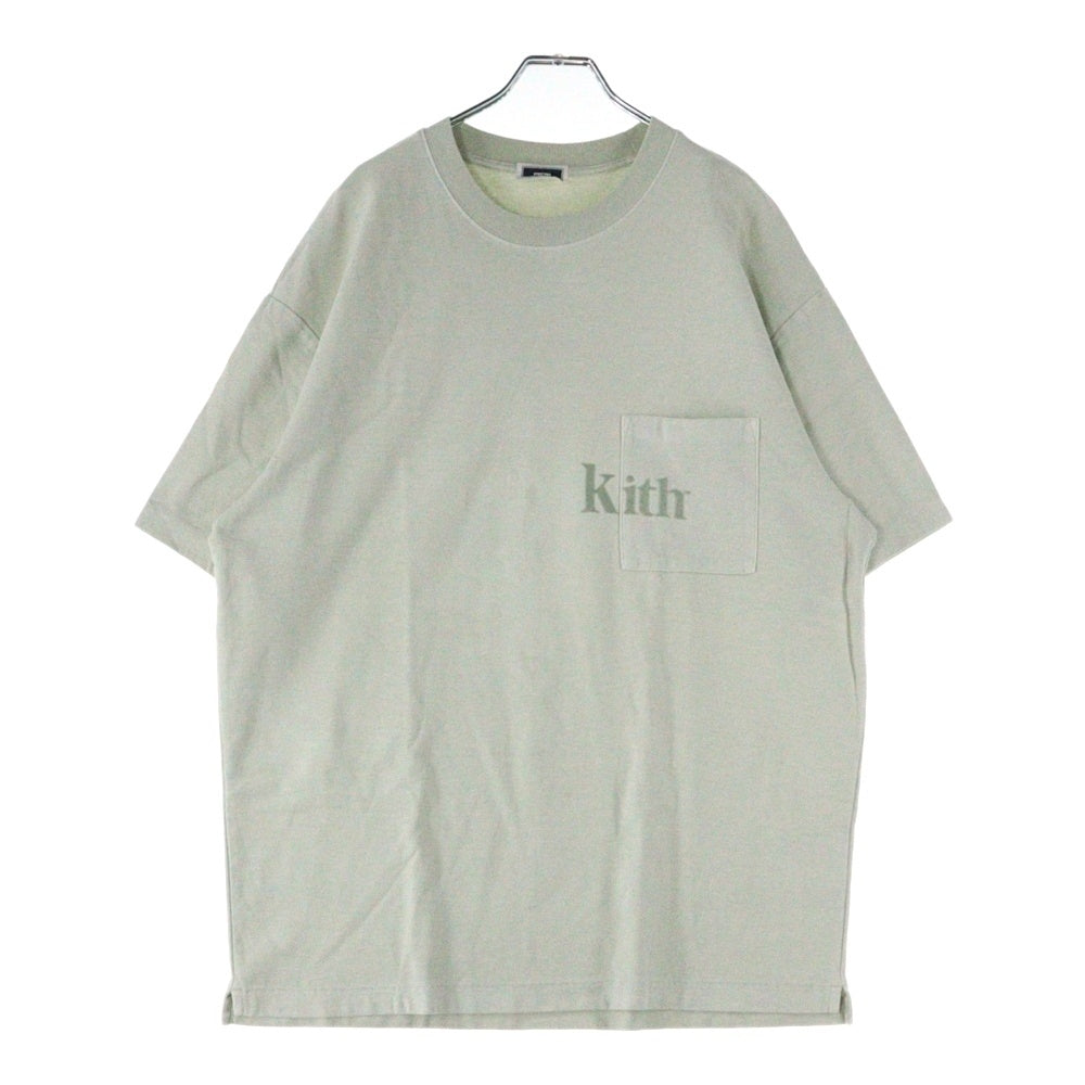 KITH(キス) USA Quinn Pocket Tee フロッキーロゴ フロントポケット クルーネック 半袖Tシャツ カットソー パステルグリーン KHM031882