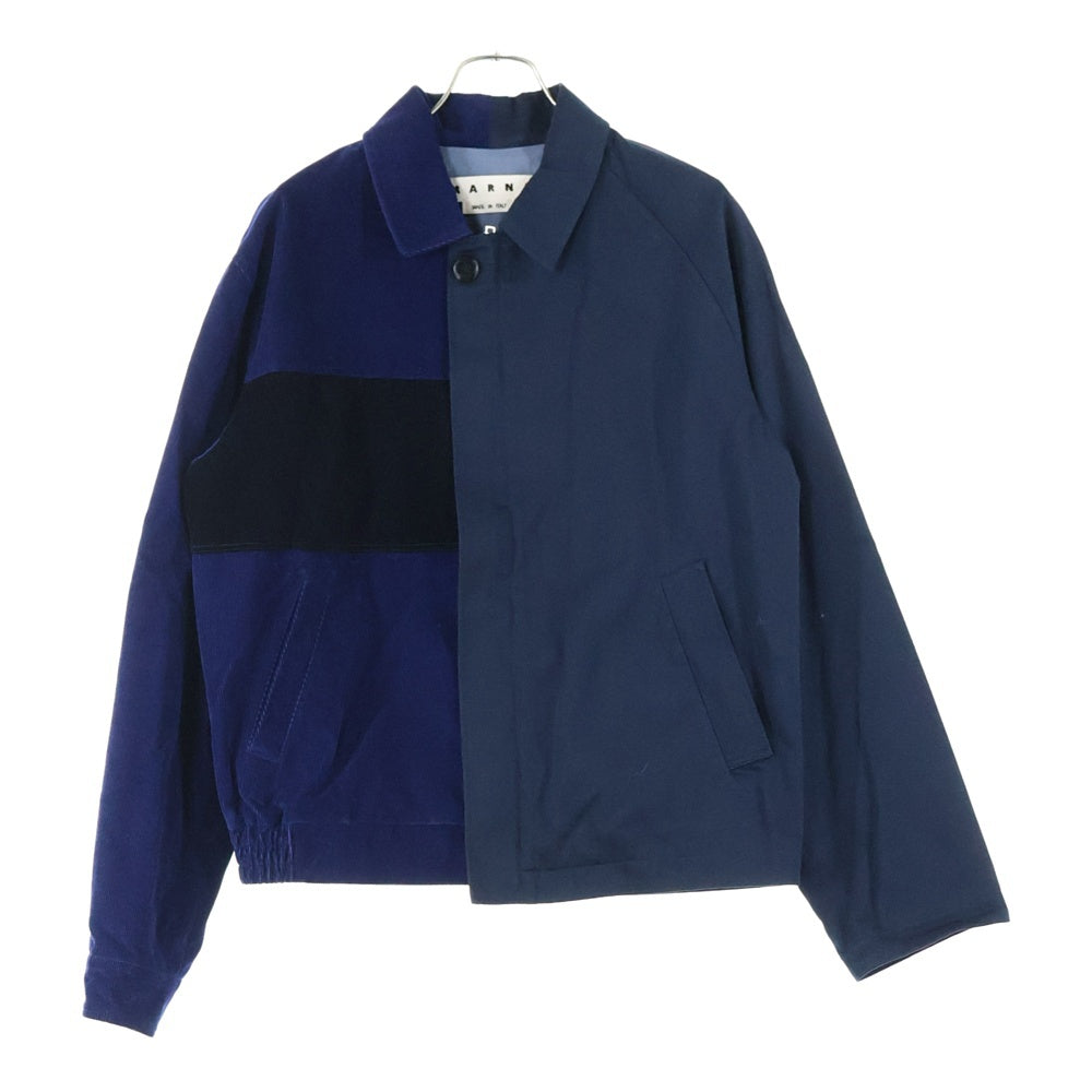 MARNI(マルニ) 22SS 異素材切替 コットン ジップアップジャケット ブルゾン ネイビー JUMU0117QU UTC084
