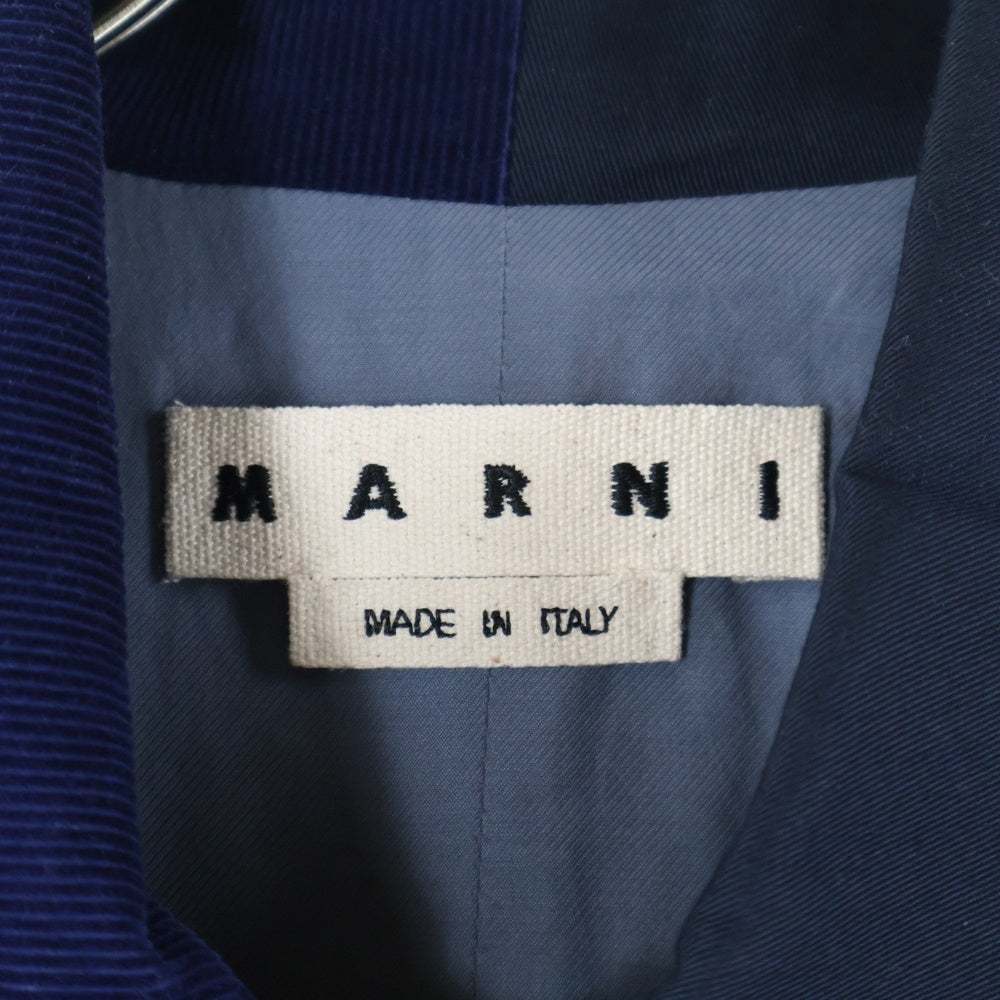 MARNI(マルニ) 22SS 異素材切替 コットン ジップアップジャケット ブルゾン ネイビー JUMU0117QU UTC084