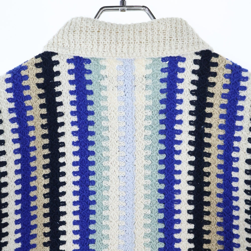 KITH(キス) 25SS Keyon Crochet Pullover キーオン クロッシェ プルオーバーニット半袖シャツ ブルー/ホワイト 25-071-060-0010