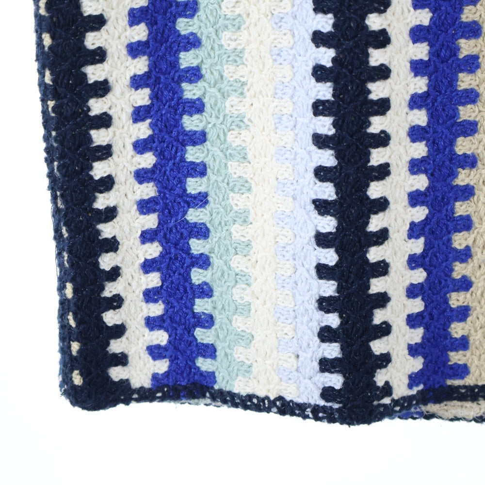 KITH(キス) 25SS Keyon Crochet Pullover キーオン クロッシェ プルオーバーニット半袖シャツ ブルー/ホワイト 25-071-060-0010